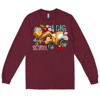 Burgundy i dig 100 days of school Long Sleeve Tee - RacoonDesign