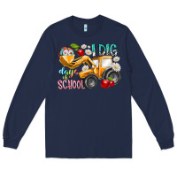 Navy i dig 100 days of school Long Sleeve Tee - RacoonDesign