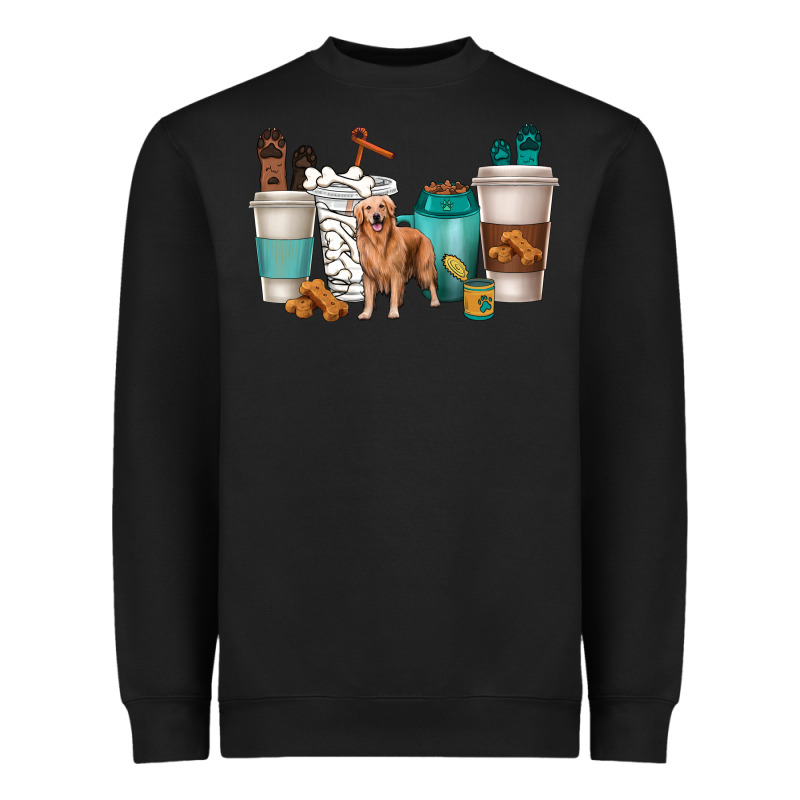 Golden Retriever Dog Coffee Cups Heavyweight Sweatshirt by texasbilliewilder | Teevron