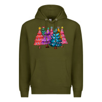 Army Green christmas trees and lights Premium Hoodie - MaliasSmallBusiness