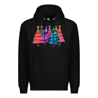 Black christmas trees and lights Premium Hoodie - MaliasSmallBusiness