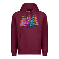Burgundy christmas trees and lights Premium Hoodie - MaliasSmallBusiness