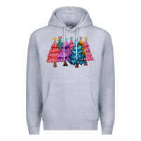Heather Grey christmas trees and lights Premium Hoodie - MaliasSmallBusiness