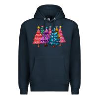 Navy christmas trees and lights Premium Hoodie - MaliasSmallBusiness