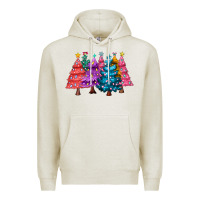 Oatmeal Heather christmas trees and lights Premium Hoodie - MaliasSmallBusiness