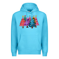 Ocean Blue christmas trees and lights Premium Hoodie - MaliasSmallBusiness