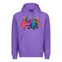 Purple christmas trees and lights Premium Hoodie - MaliasSmallBusiness