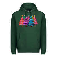 Sports Green christmas trees and lights Premium Hoodie - MaliasSmallBusiness