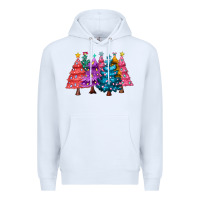 White christmas trees and lights Premium Hoodie - MaliasSmallBusiness