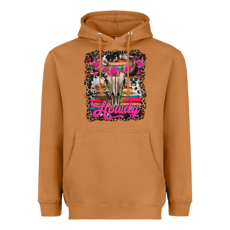 Howdy Valentine's Day Bull Skull Heavyweight Hoodie by Jasminsmagicworld | Teevron