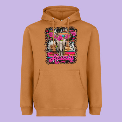 Howdy Valentine's Day Bull Skull Heavyweight Hoodie Designed By Jasminsmagicworld