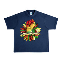 Navy juneteenth fist sunflower Urban Heavy Tee - BarkalooDesign