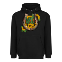Black western horseshoe sunflower cactus Heavyweight Hoodie - BarkalooDesign