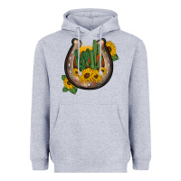 Heather Grey western horseshoe sunflower cactus Heavyweight Hoodie - BarkalooDesign