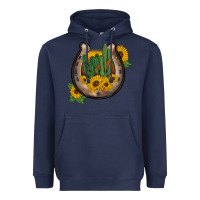 Navy western horseshoe sunflower cactus Heavyweight Hoodie - BarkalooDesign