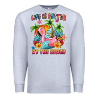 Heather Grey life is better at the beach Premium Sweatshirt - MaliasSmallBusiness