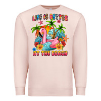 Pale Pink life is better at the beach Premium Sweatshirt - MaliasSmallBusiness