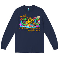 Navy with god all things are possible summer Long Sleeve Tee - AdoDesignShop