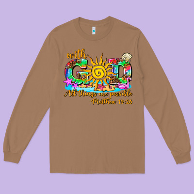 With God All Things Are Possible Summer Long Sleeve Tee Designed By Adodesignshop