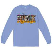 Colony Blue nurse sunflower Long Sleeve Tee - FaDigitalArtStudio