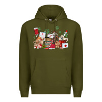 Army Green nurse coffee cups Premium Hoodie - MaliasSmallBusiness