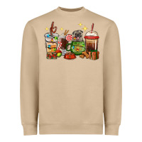 Mushroom Christmas coffee cups with Pug Heavyweight Sweatshirt - RanaPortraitStore