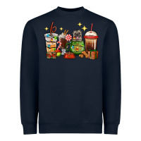 Navy Christmas coffee cups with Pug Heavyweight Sweatshirt - RanaPortraitStore