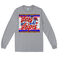 Heather Grey stars and stripes tumbler Long Sleeve Tee - HRA Design Shop