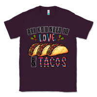 Plum All You Need Is Love And Tacos Classic Tee - CowhideDigitalArt