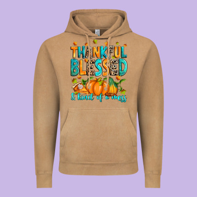 Thankful Blessed And Kind Of A Mess Vintage Hoodie Designed By Ranaportraitstore