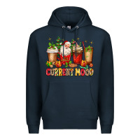 Navy Christmas Santa coffee cups current mood Premium Hoodie - MaliasSmallBusiness
