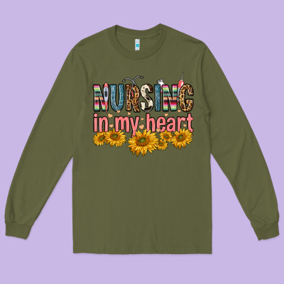 Nursing In My Heart Long Sleeve Tee Designed By Fadigitalartstudio