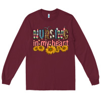 Burgundy nursing in my heart Long Sleeve Tee - FaDigitalArtStudio