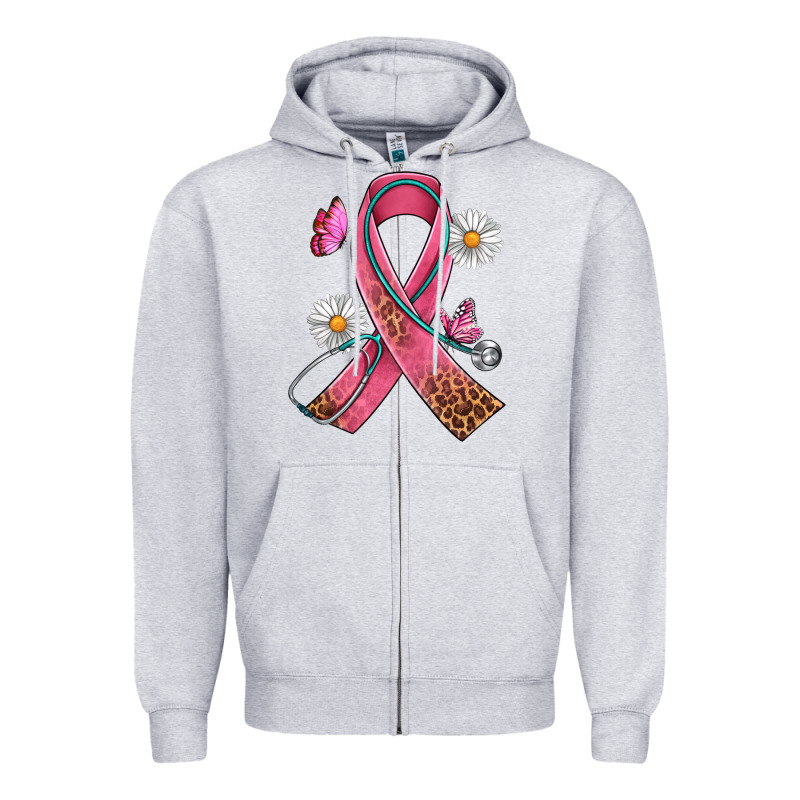 Cancer Ribbon Stethoscope Daisy Butterfly Zipper Hoodie by Artiststas | Teevron