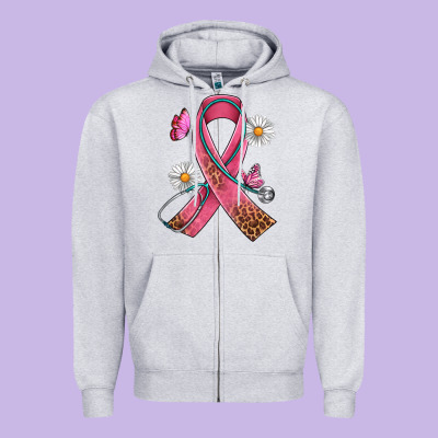 Cancer Ribbon Stethoscope Daisy Butterfly Zipper Hoodie Designed By Artiststas