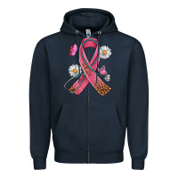 Navy Cancer Ribbon Stethoscope Daisy Butterfly Zipper Hoodie - Artiststas