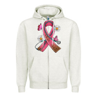 Oatmeal Heather Cancer Ribbon Stethoscope Daisy Butterfly Zipper Hoodie - Artiststas