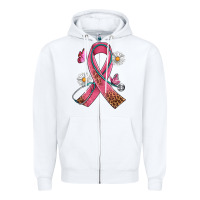 White Cancer Ribbon Stethoscope Daisy Butterfly Zipper Hoodie - Artiststas