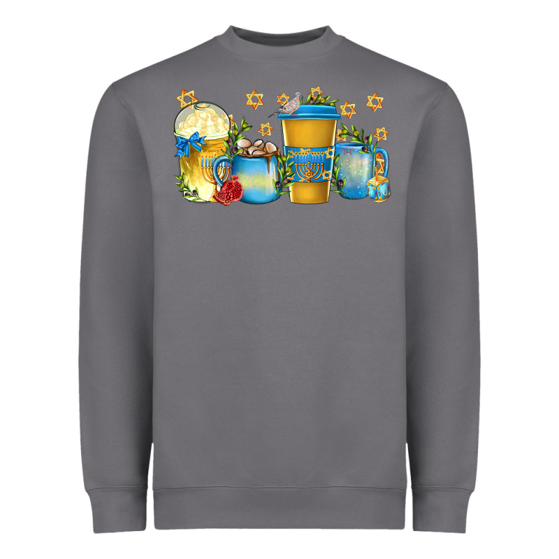 Hanukkah Coffee Cups Heavyweight Sweatshirt by texasbilliewilder | Teevron