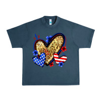 Midnight Navy American flag heart leopard Urban Heavy Tee - Zillion Design Studio
