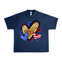 Navy American flag heart leopard Urban Heavy Tee - Zillion Design Studio