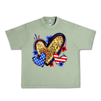 Oil Green American flag heart leopard Urban Heavy Tee - Zillion Design Studio