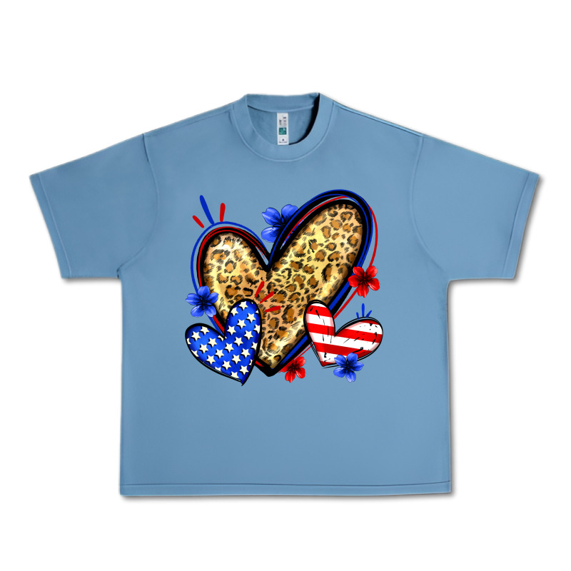 American Flag Heart Leopard Urban Heavy Tee by Zillion Design Studio | Teevron
