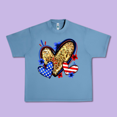 American Flag Heart Leopard Urban Heavy Tee Designed By Zillion Design Studio