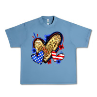 Pebble Blue American flag heart leopard Urban Heavy Tee - Zillion Design Studio
