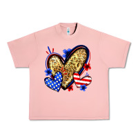 Salmon American flag heart leopard Urban Heavy Tee - Zillion Design Studio