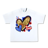 White American flag heart leopard Urban Heavy Tee - Zillion Design Studio