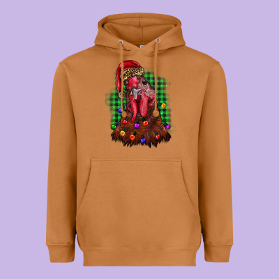 Christmas Rooster Heavyweight Hoodie Designed By Barkaloodesign