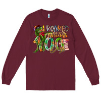 Burgundy i roared my way through 100 days Long Sleeve Tee - RacoonDesign