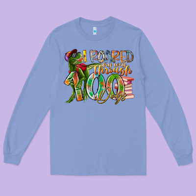 I Roared My Way Through 100 Days Long Sleeve Tee Designed By Racoondesign